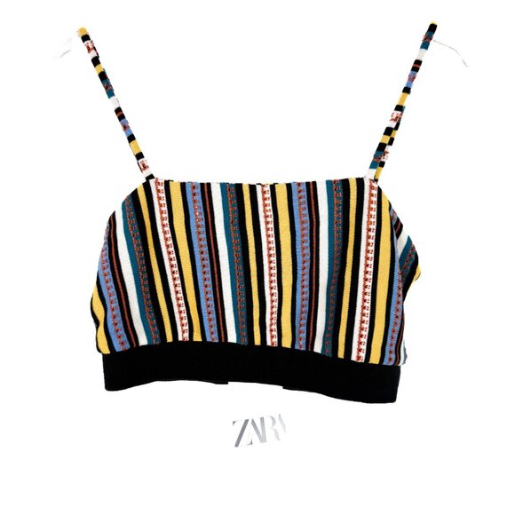 NWT Zara Striped Jacquard Cropped Tank Top Shorts Set Size Small S NEW - Picture 12 of 16